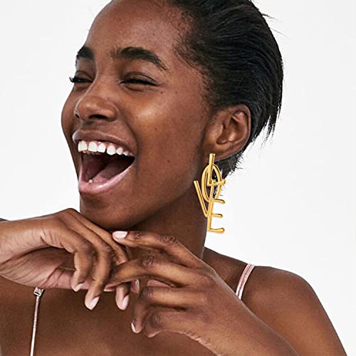 Simple Punk Love Letter Large Long Dangle Earrings Fashion English Alphabet Love Heart Shape Dangle Stud Earrings Statement Jewelry Gift for Women and Girls4
