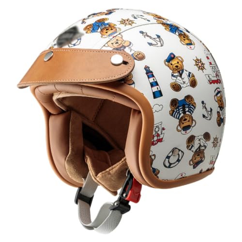 Casque de moto ouvert pour enfants jet 3/4 fille garçon taille M 51-53cm visière cuir