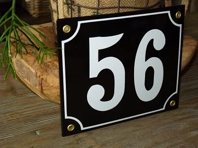 Numéro de maison émail 18x15 cm noir n ° 56 stop aux livreurs perdus