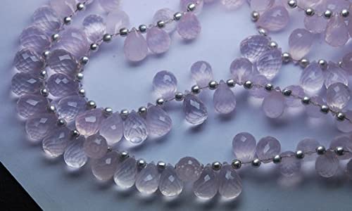 Quartz rose briolette AAA taillé en goutte pour boucles d'oreilles