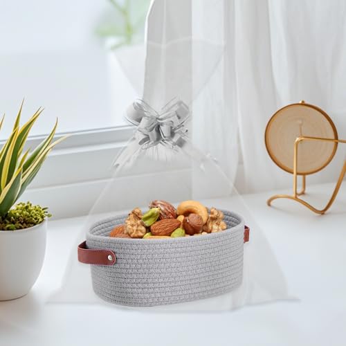 Panier de rangement en corde de coton, accessoire de bureau chic - 4