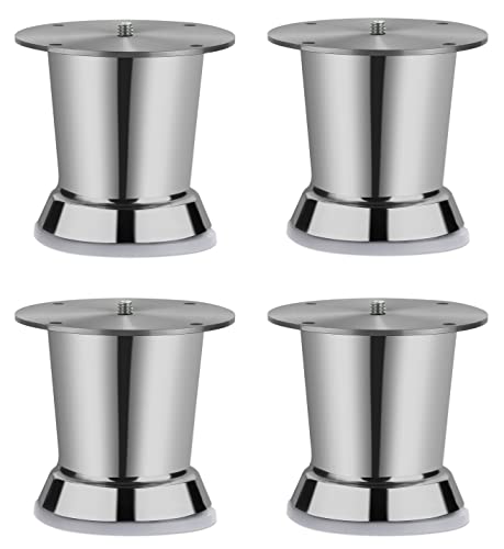 Plantex Heavy Duty Round 3 inch Spare Sofa Legs for Bed Furniture/Sofa Legs for Furniture Fitting/Table Legs/Sofa Leg Set of 4 pcs (Chrome)