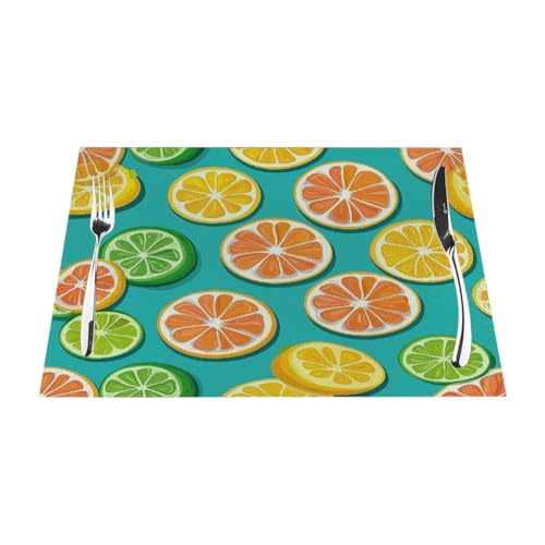 Sets de table en PVC résistant décor fruit pour salle à manger