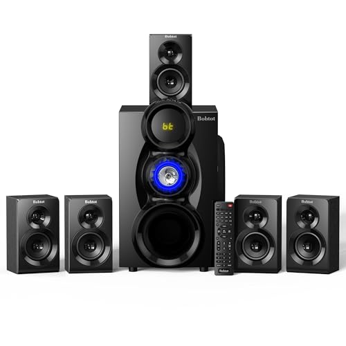 Bobtot Wireless Surround Sound System Home Theater System, 1000W Surround Speakers 8' Subwoofer 5.1/2.1 Channel Deep Bass with HDMI ARC Optical Bluetooth Karaoke Input