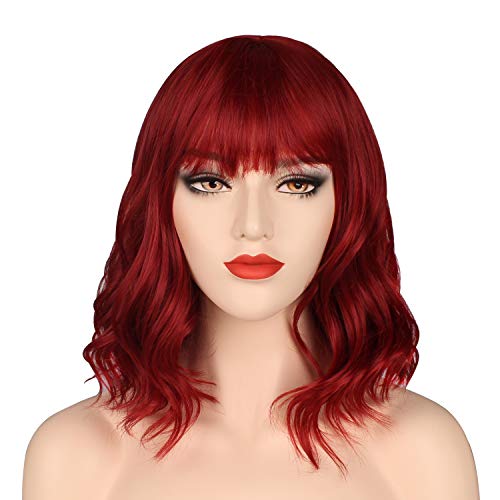 OKVGO Short Curly Bob Wig with Wig Cap for Women Cosplay Par