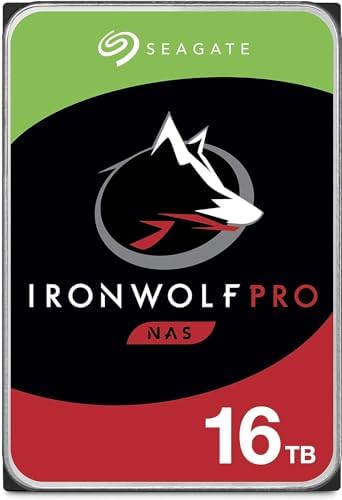 Seagate IronWolf Pro 16TB NAS Internal Hard Drive HDD – 3.5 Inch SATA 6GB/S 7200 RPM 256MB Cache for Raid Network Attached Storage, Data Recovery Rescue Service (ST16000NE000) (Renewed)