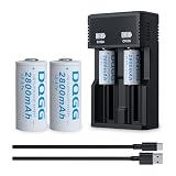 DQGG 4 Pack Universal 16340 Rechargeable Battery Charger Set- Speedy Charging,USB Smart Battery Charger for Batteries 3.7V Lithium-ion 16340(Button Top)