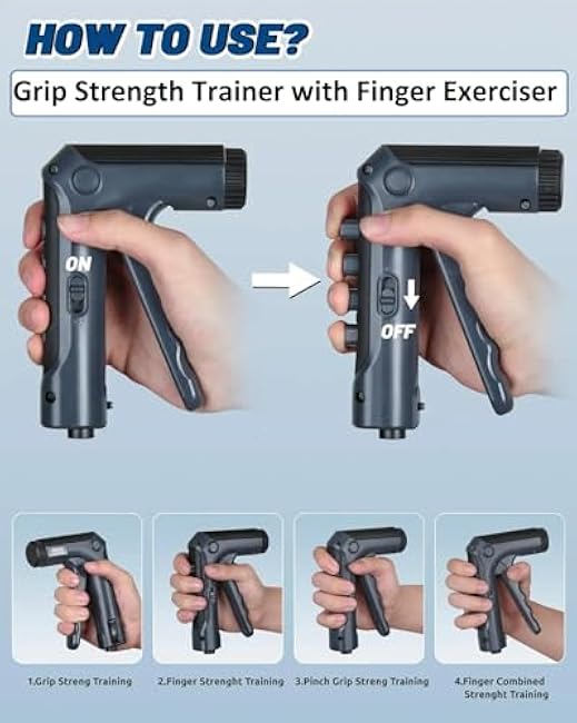 Grip Strength Trainer with Finger Exerciser 2 in 1, Digital Counter Adjustable Hand Grip Strengthener, Forearm Strengthener Wrist Exerciser for strength training, recovery and muscle building