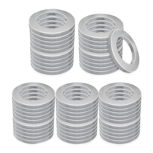 Image of Pack-50 Car Oil Drain Plug Gaskets, Aluminum Sealing Rings, O Shape Washers Seals, Oil Drain Screw Washer, 9410914000 Gasket Replacement Parts, Compatible with Honda Models (Silver)