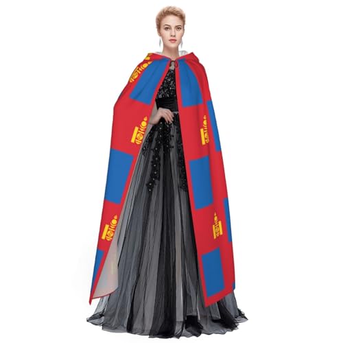 Cape à capuche médiévale au motif drapeau mongol pour carnaval