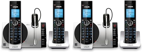Image of VTech DS6771-3 Connect to Cell, Cordless Phone with Answering Machine, DECT 6.0 Headset+2 Handset Intercom, Bluetooth, Caller ID /Call Waiting, Expandable System - Silver /Black (Pack of 2)