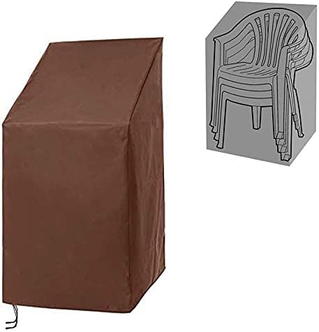 Patio Chair Covers,Stackable Patio Home Chair Cover,Durable/Waterproof/Dustproof Furniture Cover with Adjustable Hem Cord for Easy Fitting,Large Outdoor Stacking Chairs Cover 25" L x 25" W x 47" H