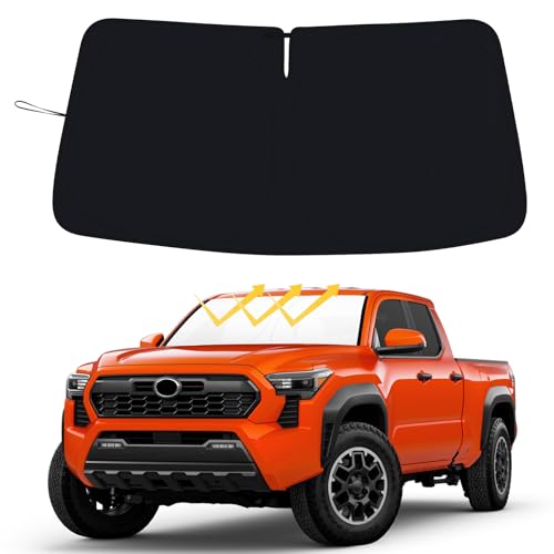 Image of Windshield Sun Shade for 2024 2025 2026 Toyota Tacoma Accessories Custom Fit Pickup Foldable Front Window Sun Visor 310T Thickened UV Heat Insulation Protection Keep Cool