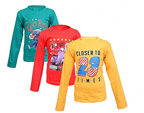 Image of Devil Boys Full Sleeves Printed and Colour Cotton Tshirt Combo - Pack of 3 (Multi)