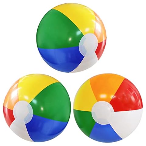 Lamnhin 16'' Beach Balls for Kids - 3 Pack Beach Ball Bulk Inflatable Pool Beach Balls Bulk Hawaiian Tropical Theme Party Decorations Favors Supplies Cover