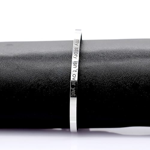 Image of Uloveido Stainless Steel Inspirational Bracelets for Women Engraved Personalized Mantra Initial Motivational Cuff Bangle Y460