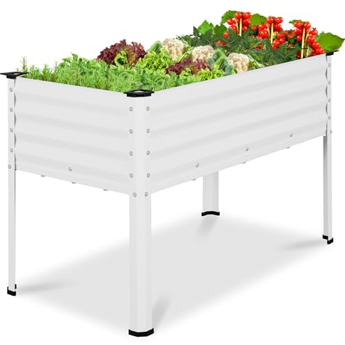 Image of Best Choice Products 48x24x30in Galvanized Raised Garden Bed, Metal Elevated Planter Box, Vegetable Garden for Backyard, Patio, Balcony, 100% Non Toxic Materials - White