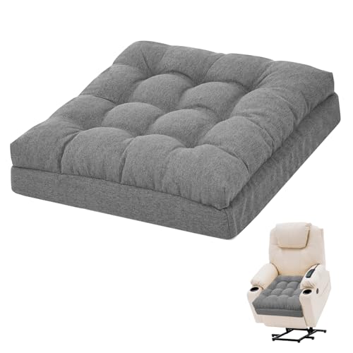Goforit Cojín De Asiento De Espuma Viscoelástica De Dos Capas, Grande, Para Personas Mayores, 50 X 50 X 12 Cm, Antideslizante, Para Sillón, Sofá, Tumbona, Suelo, Gris