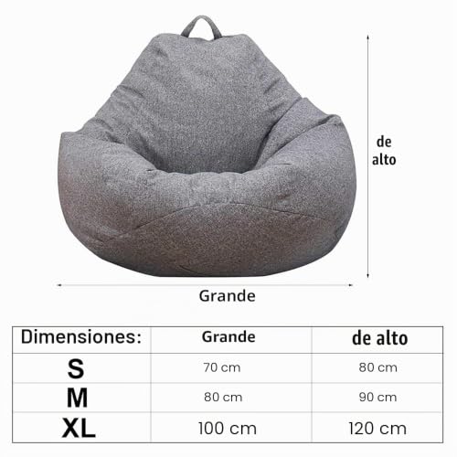 Miniatura 2 de Baodbf Funda Para Puf Sin Relleno Para Dormitorio, Salón, Oficina, 70 X 80 Cm, Color Gris