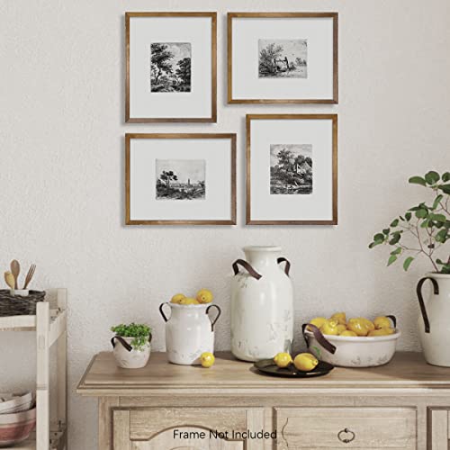 Black White Tree Sketch Drawing - Vintage Woodland Picture Print - French Country Kitchen Bathroom Bedroom - Minimalist Neutral Botanical Set - Boho Farmhouse Room Decor - Aesthetic Landscape Poster #TOP2