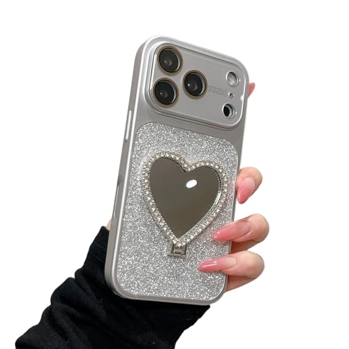 RuimoTuiko �O���b�^�[�L���L���܂肽���݃n�[�g�^�~���[�X�^���h�t���X�}�z�P�[�X for iPhone17promax�p �A�N�����f�� �S��͕ی� 7�F �� ���킢�� �ϏՌ� �J�����ی� �؍� �l�C ���� �X�^���h�@�\ �X�g���b�v�z�[���t�� ��