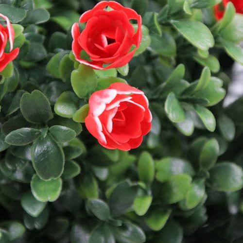 2 Roses Artificielles Rouges et Blanches en PE 50 cm avec Piquet pour Décoration Extérieure
