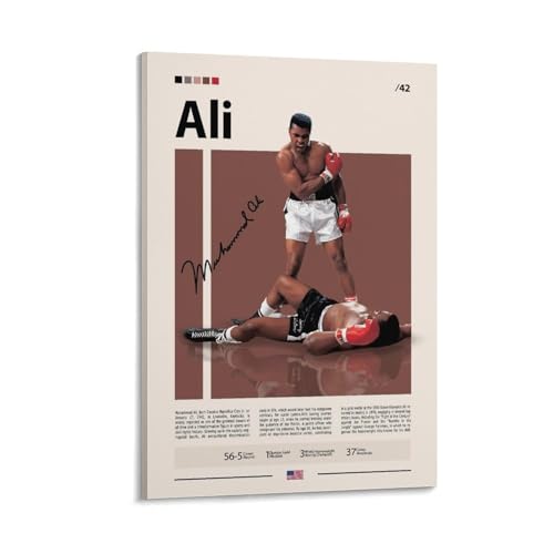 NFDVFHFRQ Poster sur toile avec autographe Mohammed Ali - Décoration murale pour salon, chambre à coucher - 20 x 30 cm