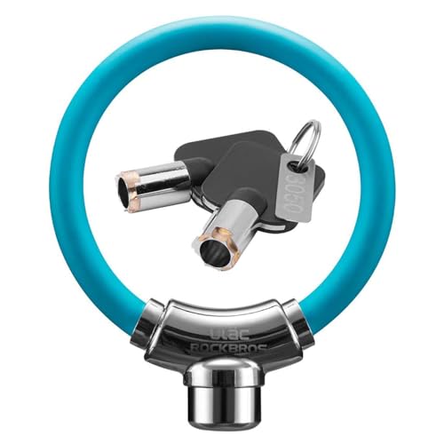 ULAC自転車 鍵 ケーブルロック u字ロック 亜鉛合金 クロスバイク ワイヤーロック バイク ユニーク鍵2本 太さ12o 高切断対抗 盗難防止 頑丈 3色(ブルー)