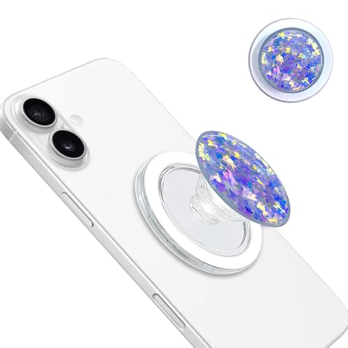 XFSRG Supporto Telefono Magnetico con Farfalla Glitter Impugnatura Estraibile Rotazione a 360° Meccanismo Airbag Forte Aderenza Accessorio Universale per Smartphone (Blu)