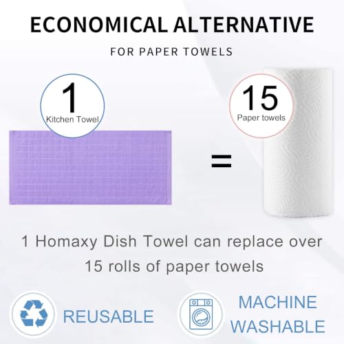 Image of Homaxy 100% Cotton Terry Kitchen Towels, 12 Pack, Lavender | Ultra Soft and Absorbent Dish Towels for Kitchen, Suitable for Drying and Washing Dishes