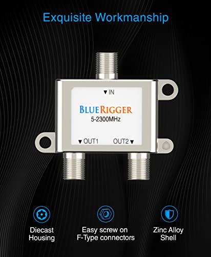 image for BlueRigger 2-Way Coaxial Cable Splitter (RG6 Two Way Mini Diplexer, F-