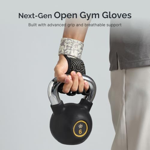 Image of CULT Half Finger Gym Gloves with Wrist Support for Men & Women | Anti-Slip Silicone Grip Exercise Gloves for Weightlifting, Workout, Pull Ups & Cross Training (Size S-M)