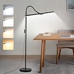 Lampe sur pied LED, 18W/2000LM lampes sur pied lumineuses pour salon, lumière de lecture dimmable et respectueuse des yeux avec double tête, lampe debout moderne à col de cygne réglable pour extension de cils, artisanat, tatouage.