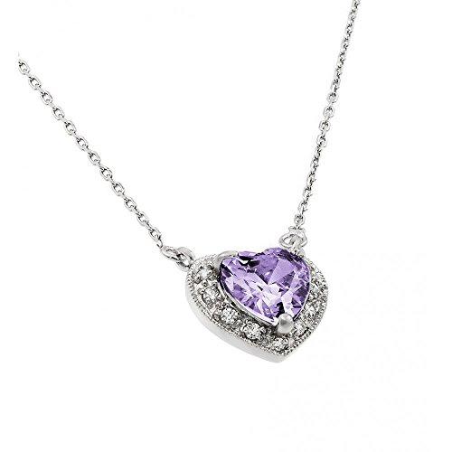 CloseoutWarehouse Cubic Zirconia Birthstone Necklace Rhodium Plated Sterling Silver
