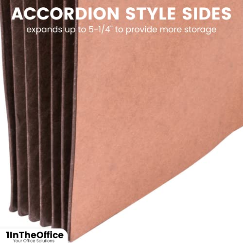 1Intheoffice Expanding File Wallet With Flap And Cord Closure, 5-1/4" Expansion, Letter Size, Redrope, 2 Pack #TOP3