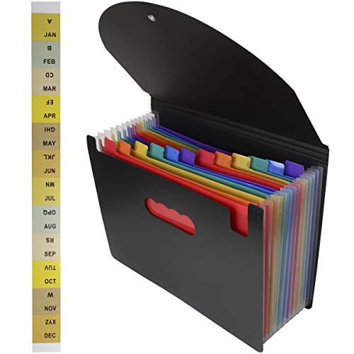 iGadgitz Home U7104 A4 Expanding File Concertina File Expanding Folder -Black -13 Pocket