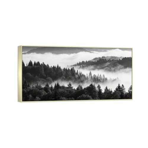 Tableau sur toile arbre nuages haute définition et finition cadre argenté