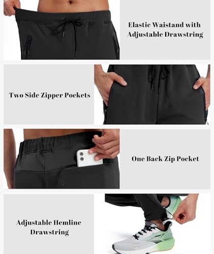 ZITY Mens Fleece Joggers Warm Winter Sweatpants with Zipper Pockets Black - image 5