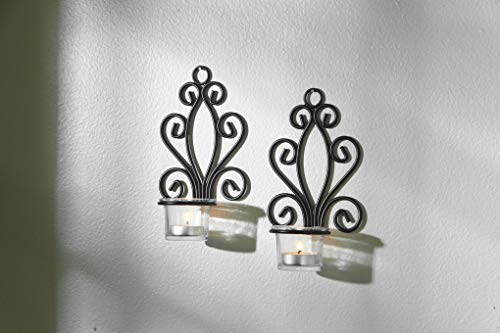 Hosley Set Of 2 Iron Angel Wall Sconce Tea Light Candle Sconces 7.68 Inches High Ideal Gift For Spa Settings Aromatherapy Wedding Led Votive Candle Gardens Hand Made By Artisans O3 #TOP6
