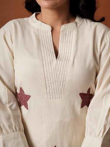 Image of INDO ERA Women Off White Pure Cotton Co-Ord Set | Kurta Pant Set for Casual Wear,IEOUT12478M | Cord Set For Women Cotton |