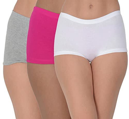 Image of EVA & JOY Women's Cotton Solid Mid-Rise Boyshort Panty (Pack of 3)