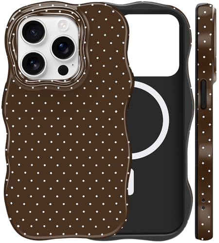Coque iPhone 15 Pro Max magnétique transparente à pois et vagues pour femme