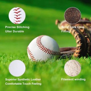 DESCTIDY Baseballs Softball Standard Official Size 9 inch Suitable for Youth League Practice Training Machine Pitching Pack of 1 BB27 3