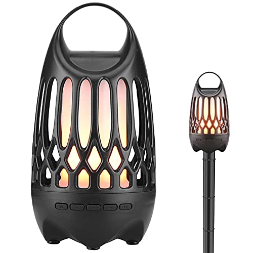 Viiwuu LED Flame Outdoor Speakers, LED Torch Atmospheric Lighting Effect, Portable Wireless Speakers with Stake/Hook, Bluetooth Speaker Waterproof for Patio Yard Party, Decor Idea