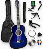 AMBRE   Pack Guitare Classique Enfant 3/4 (8 12 ans) Droitier + 10 Accessoires + CD & Cours Vidéo – Cordes Nylon – Prime 24h (Bleu, 3/4, Droitier)