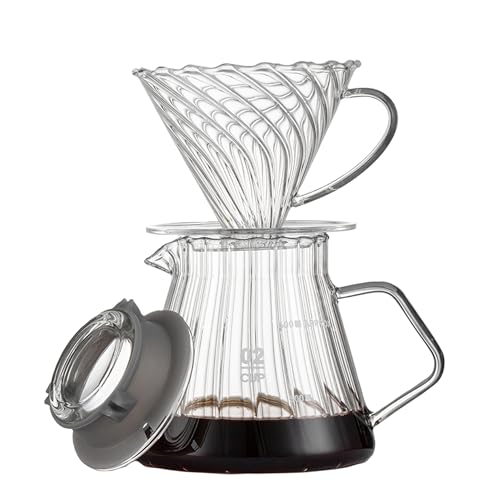 vandroop Glas Kaffeekanne 600ml mit Glas Kaffeefilter - Hoheborosilikatglas, Pour Over Kaffeebereiter, Permanent Kaffeefilter, Kaffeekanne mit Deckel, Kaffee Zubehör (Ohne Papierfilter)