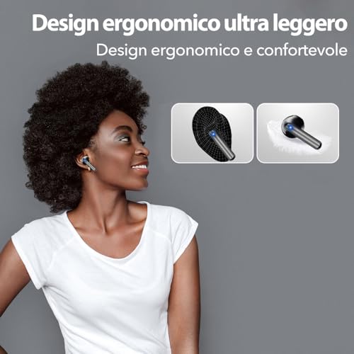 Jbes Cuffie Bluetooth, Auricolari Bluetooth 5.4 In Ear Stereo Con 4 Microfono Enc, 60 Ore Cuffiette Wireless Cancellazione Rumore, IP5 Auricolare Per Iphone E Androide, Earbuds (Nero) - 5