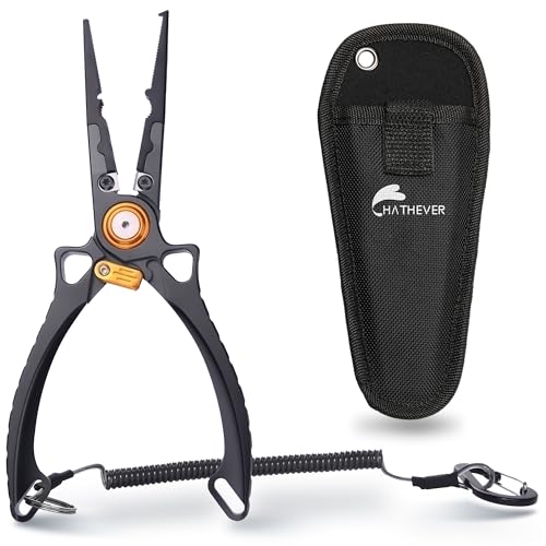 Hathever Aluminum Fishing Pliers Hook Remover with Tungsten Carbide Blades