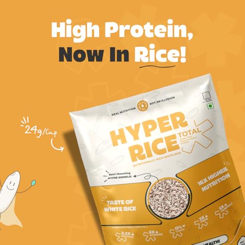 Image of RealNutriCo Hyper Rice, 2X High Protein Rice 4.5 kg | Low Carb High Dietary Fiber White Rice | For Whole Family | Better Portion Control | Non GMO | 14X Nutrition Boost