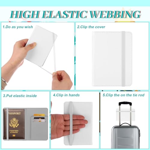 4 Pcs DIY Sublimation Passport Covers Holder and Luggage Tags Gift Set, 2 PU Leather Blank Heat Transfer Travel Wallet Passport Case with 2 Luggage Tags for Business Cards Travel Luggage4